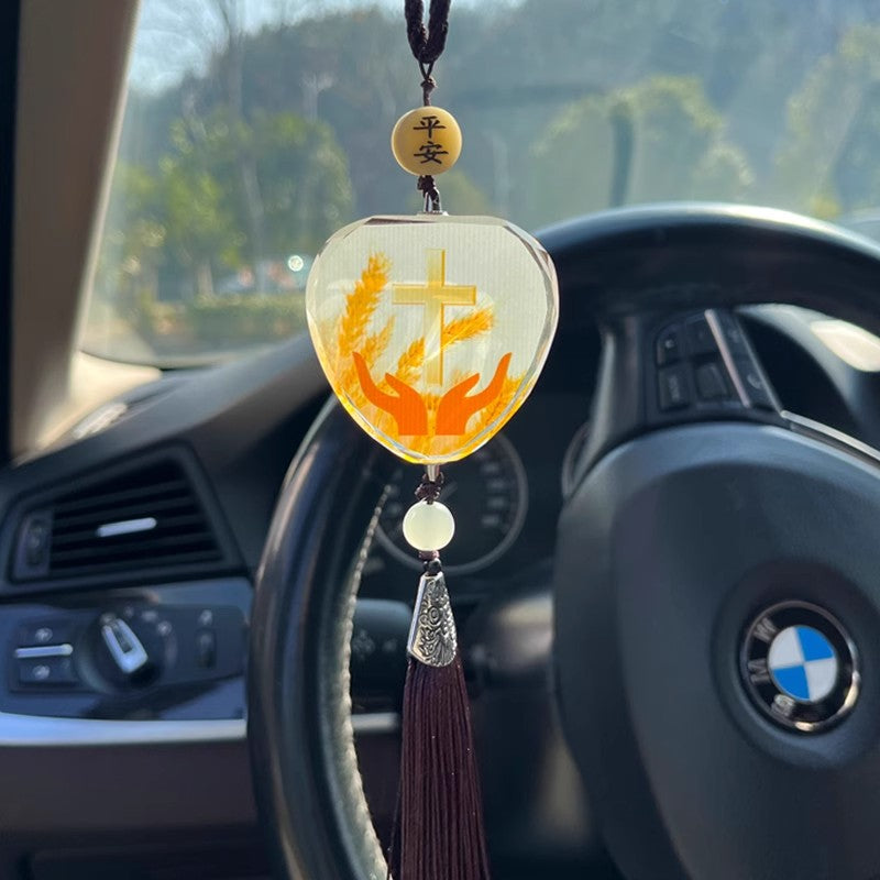 Color-printed cross wheat stalk vehicle banner