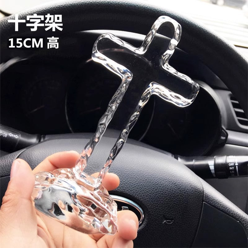 Crystal cross tabletop ornament