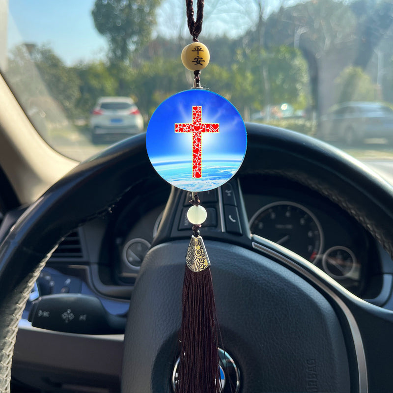 Color-printed cross wheat stalk vehicle banner