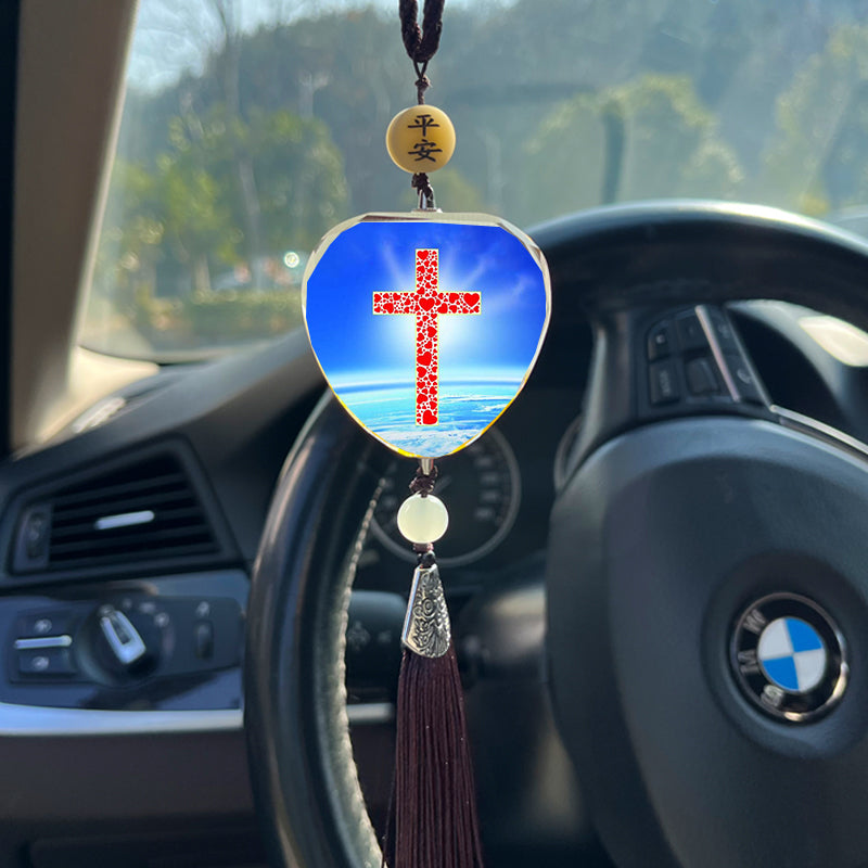 Color-printed cross wheat stalk vehicle banner