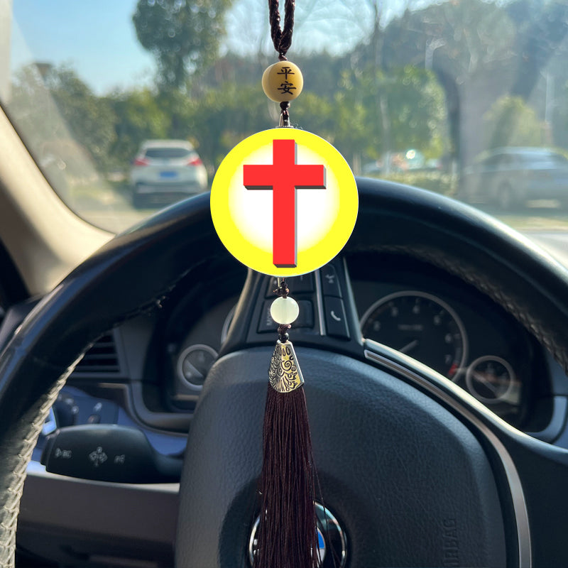 Color-printed cross wheat stalk vehicle banner